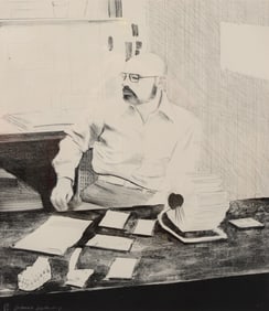 David Hockney SIDNEY IN HIS OFFICE Lithograph