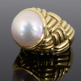 Gold & Pearl Cocktail Estate Ring