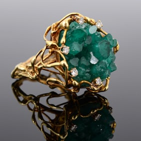 Gold, Diamond & Emerald Estate Ring