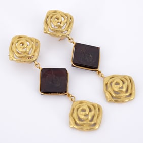 Intaglio Dangle Estate Earrings