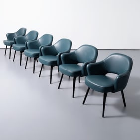 Eero Saarinen 71 ULB Leather EXECUTIVE Arm Chairs, Set of 6