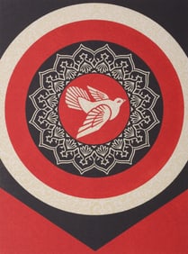 Shepard Fairey DOVE TARGET RED Relief Print