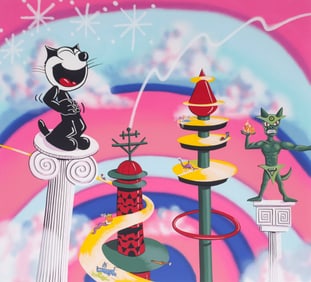 Kenny Scharf FELIX ON A PEDESTAL Silkscreen