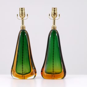 Pair of Seguso Vetri D'Arte SOMMERSO Lamps