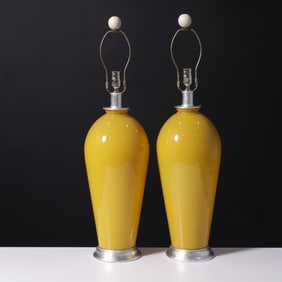 Pair of Large Murano Lamps Attributed to Barovier & Toso