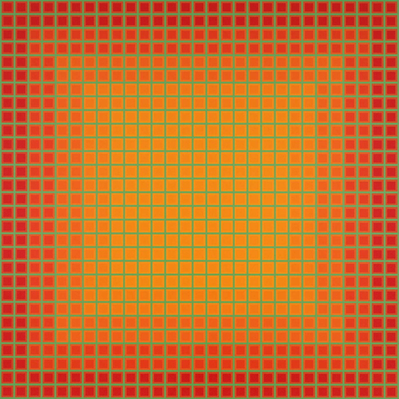 Julian Stanczak LET IT BE ORANGE Screenprint: Artist/Designer; Manufacturer: Julian Stanczak (Polish/American, 1928-2017)Marking(s); notes: signed, marking(s); ed. 57/175; 1980Materials: screenprintDim