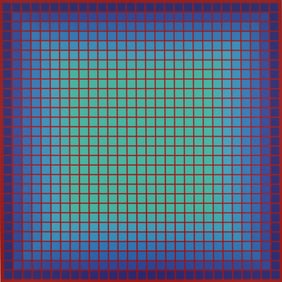 Julian Stanczak CONFERRING BLUE Screenprint