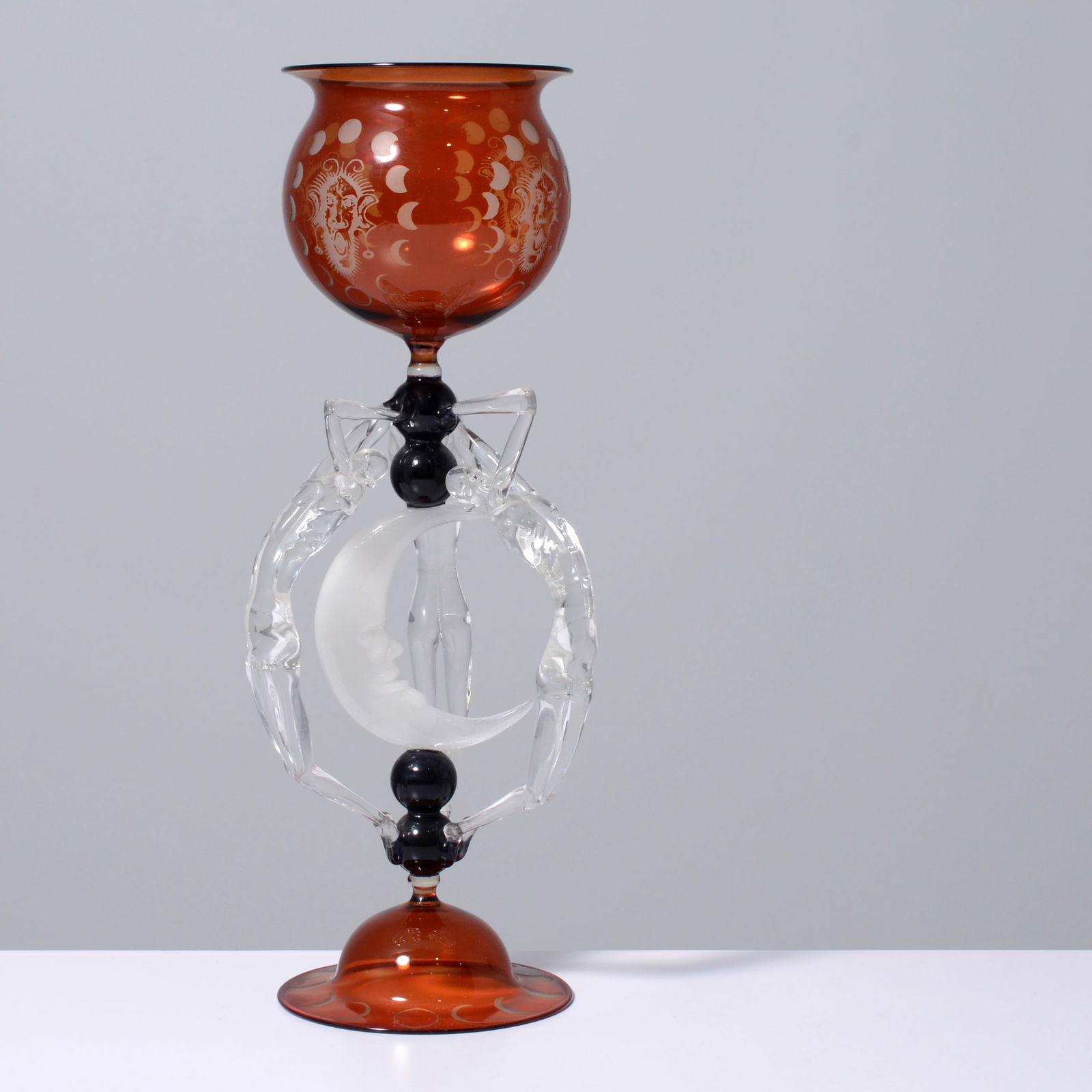 Large Robert Mickelsen Goblet, 14.5"H: Artist/Designer; Manufacturer: Robert Mickelsen (American, b. 1951)Marking(s); notes: signed; 1995Materials: glassDimensions (H, W, D): 