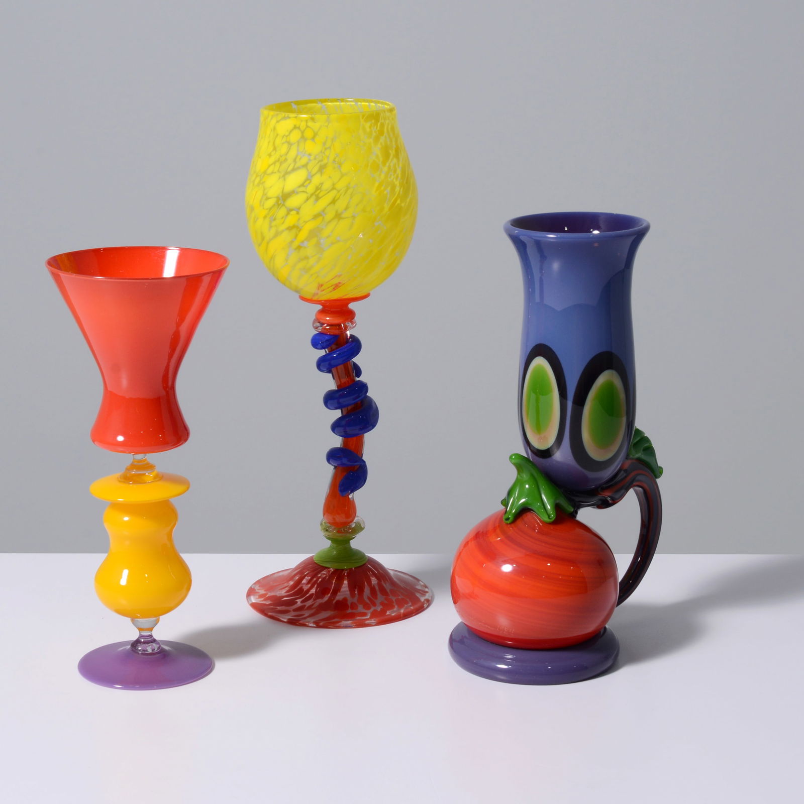 3 Goblets: Robert Levin, Boyd Sugiki ...: Artist/Designer; Manufacturer: Robert Levin (American, 20th Century), Boyd Sugiki (American, 20th Century), other unknownMarking(s); notes: signed (2), no marking(s) apparent