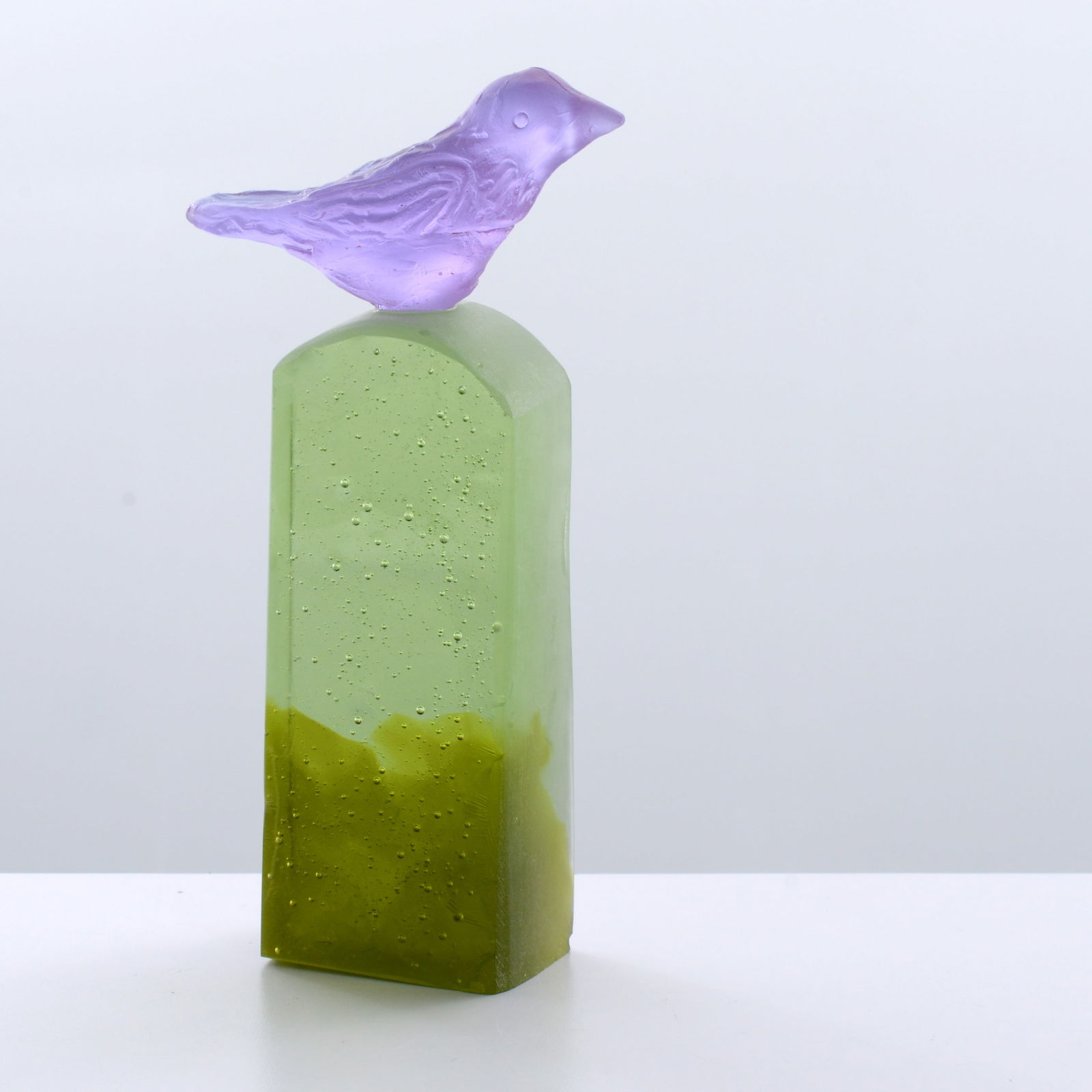 Pate de Verre Bird Sculpture, 9.25"H: Artist/Designer; Manufacturer: unknownMarking(s); notes: no marking(s) apparentMaterials: glassDimensions (H, W, D): 9.25"h, 5"w, 2