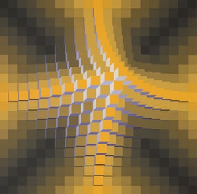 Yvaral Vasarely YELLOW PURPLE OPTICAL PYRAMID Serigraph