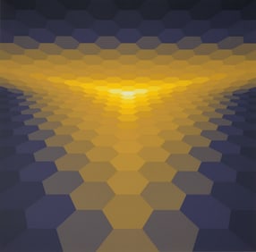 Yvaral Vasarely HORIZONTAL STRUCTURE BLUE AND YELLOW Serigraph