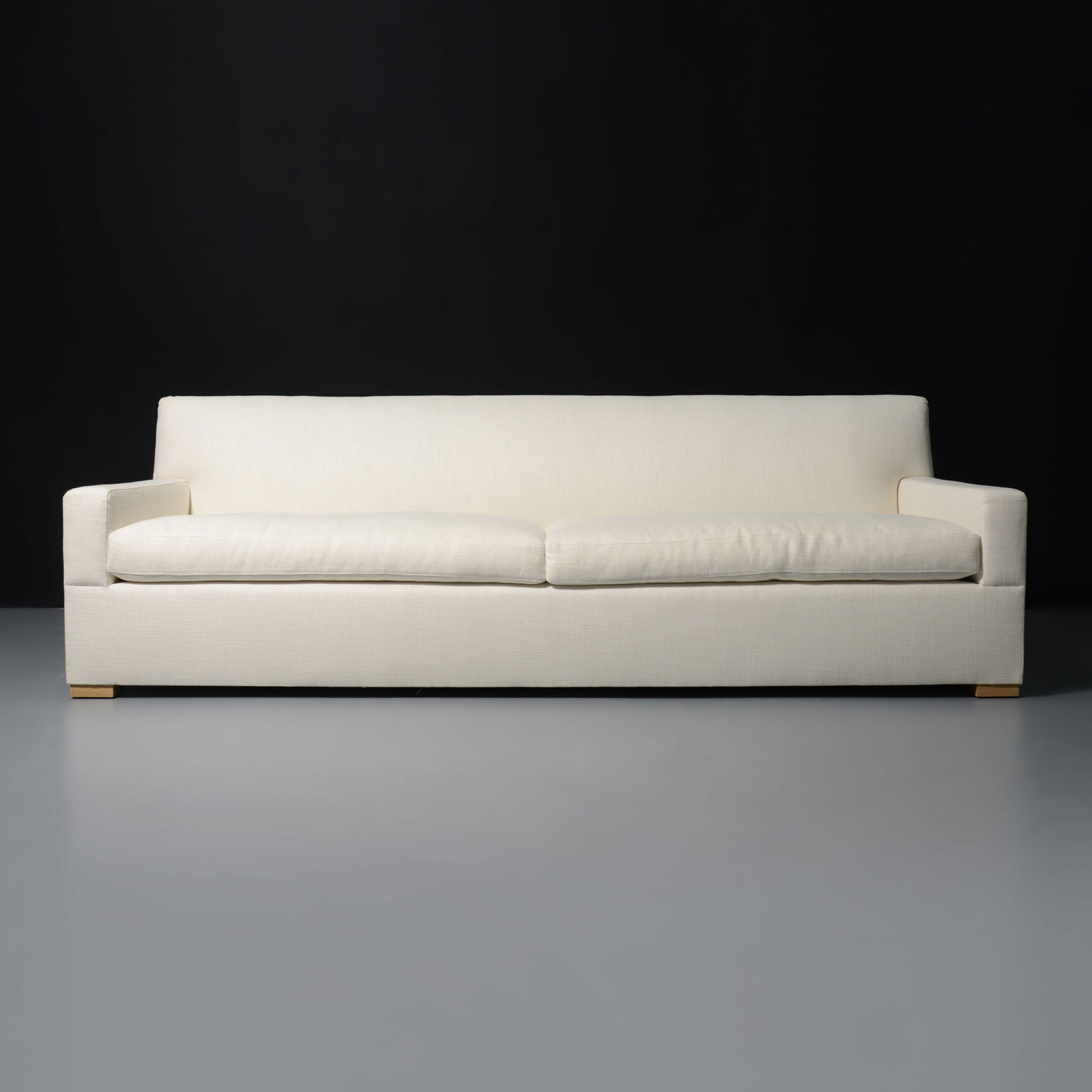 Large Custom Sofa, Manner of Jean-Michel Frank, 106.5"W: Artist/Designer; Manufacturer: Jean-Michel Frank, manner ofMarking(s); notes: no marking(s) apparentMaterials: upholsteryDimensions (H, W, D): 