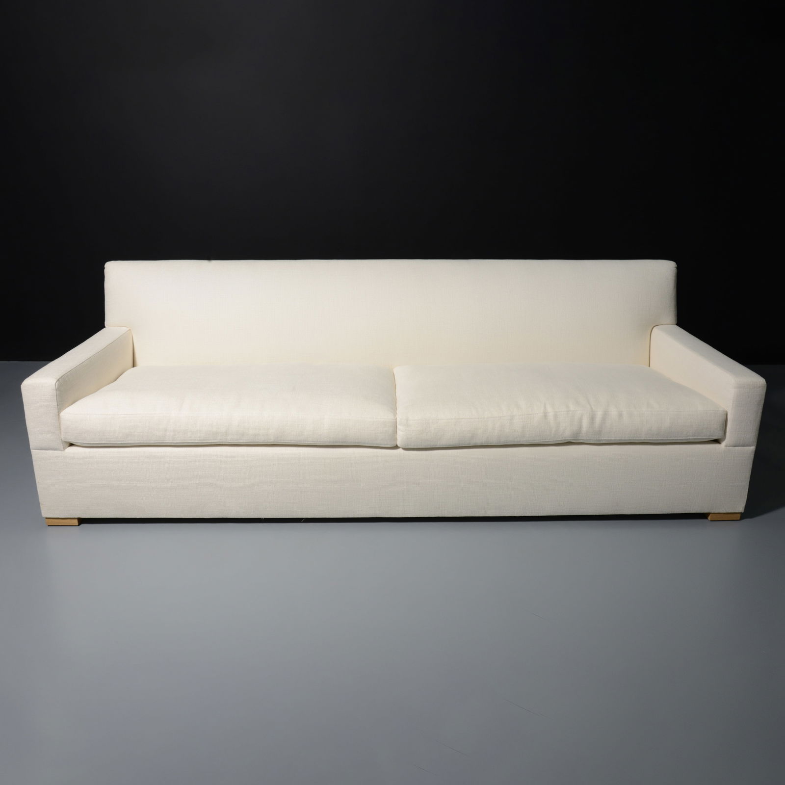 Large Custom Sofa, Manner of Jean-Michel Frank, 106.5"W: Artist/Designer; Manufacturer: Jean-Michel Frank, manner ofMarking(s); notes: no marking(s) apparentMaterials: upholstery, woodDimensions (H, W, D): 