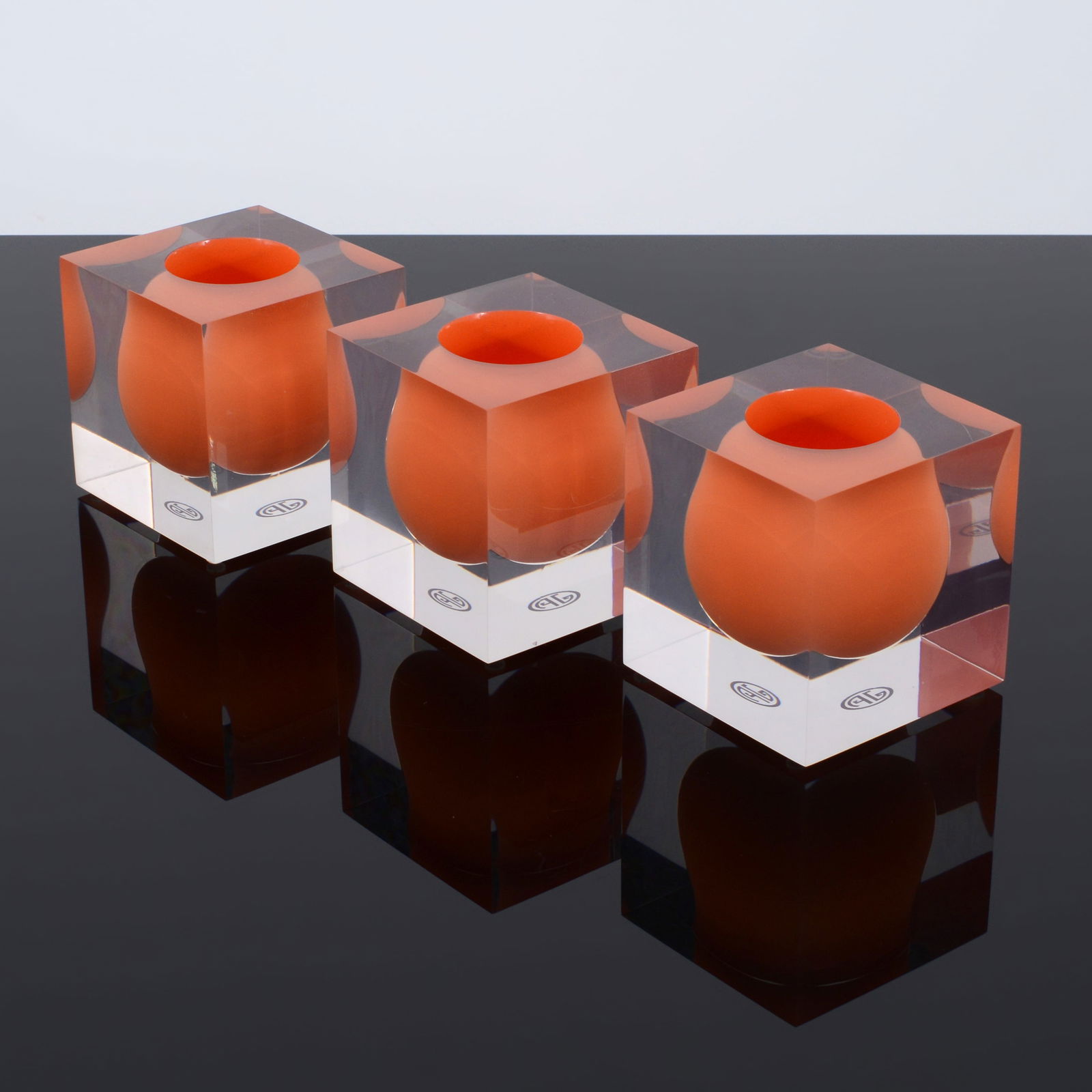 3 Jonathan Adler BEL AIR MINI SCOOP Vases: Artist/Designer; Manufacturer: Jonathan Adler (American, b. 1966)Marking(s); notes: imprint, labelMaterials: acrylicDimensions (H, W, D): 