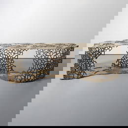 Monumental David Wiseman LATTICE RIBBON Custom Bronze Console Table, 118"W