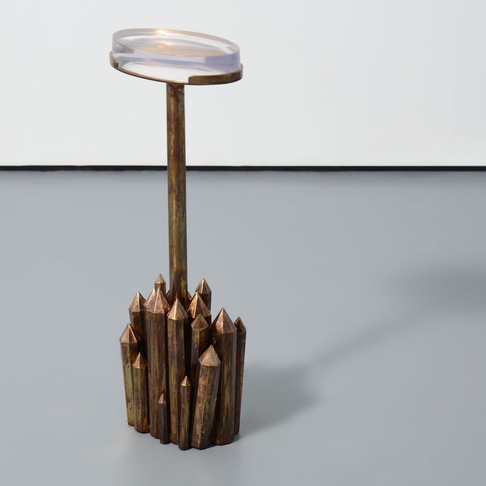 Sylvan San Francisco KRYPTONITE Drink / Occasional Table: Artist/Designer; Manufacturer: Sylvan San Francisco (USA)Marking(s); notes: Sylvan labelMaterials: brass, resinDimensions (H, W, D): 22.25&qu