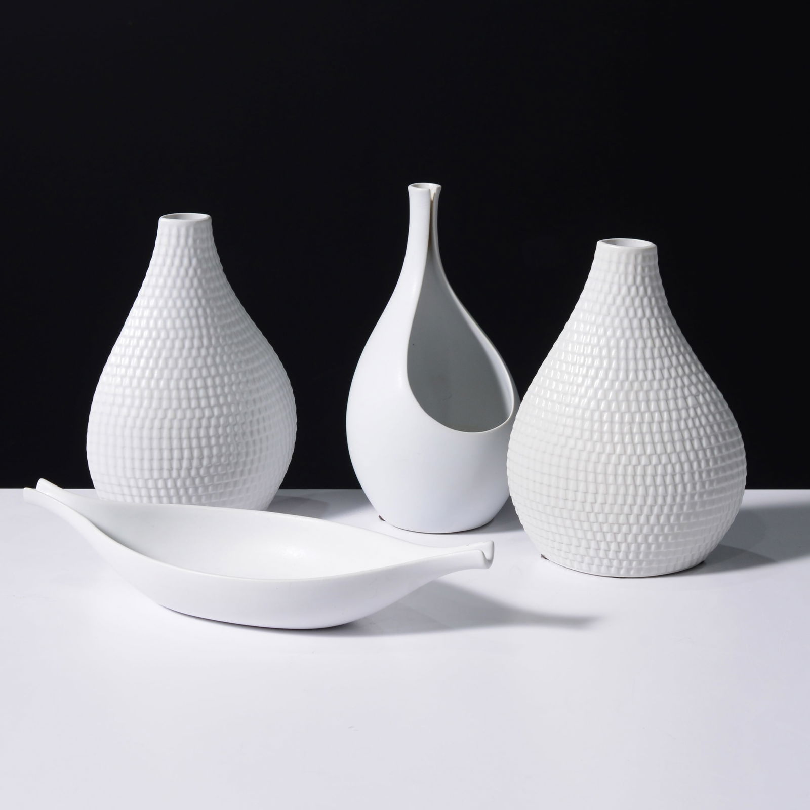 4 Stig Lindberg Vessels: Artist/Designer; Manufacturer: Stig Lindberg (Swedish, 1916-1982); Gustavsberg (Sweden)Marking(s); notes: Gustavsberg imprintMaterials: ceramicDimensions (