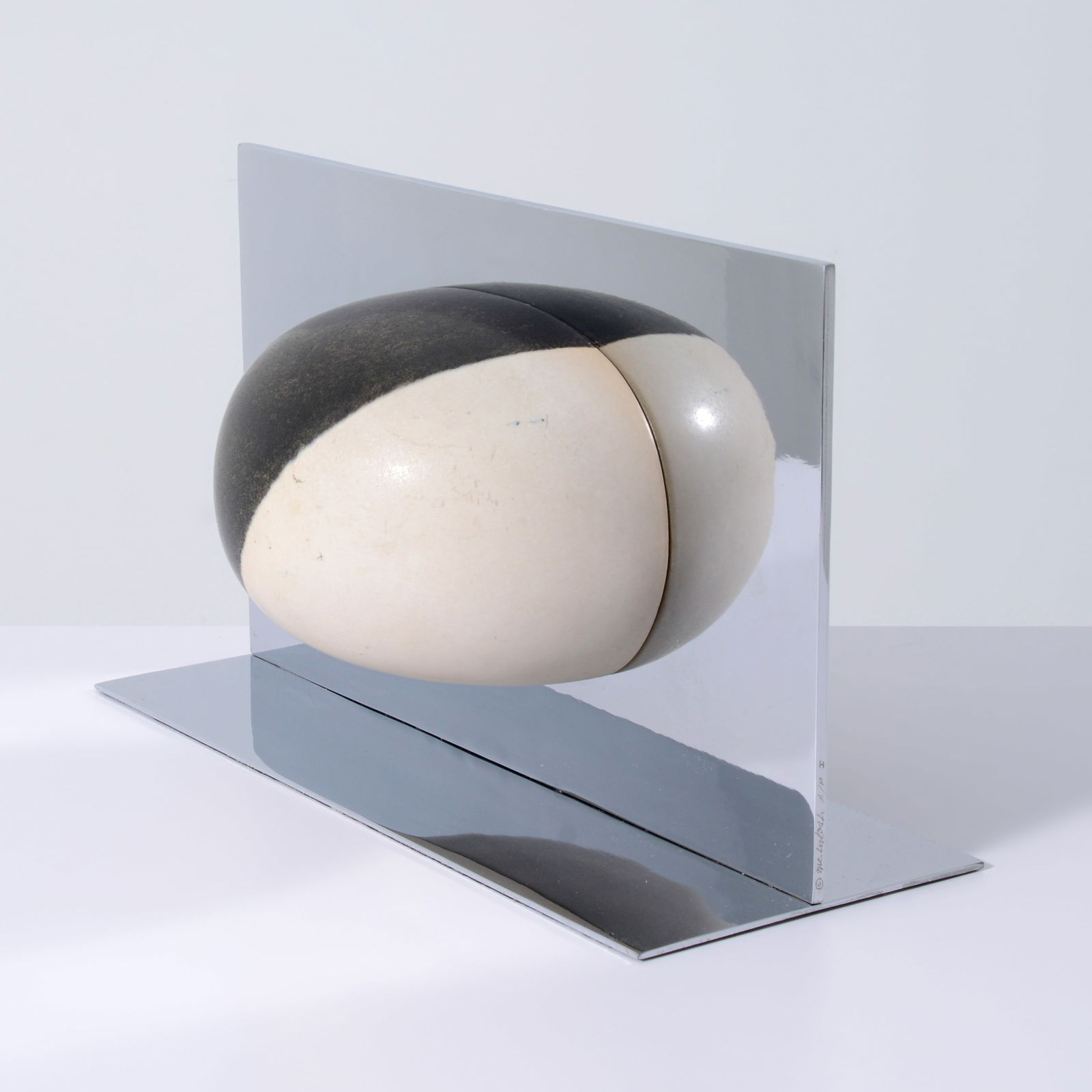 Harrison McIntosh MASS IN SPACE Sculpture: Artist/Designer; Manufacturer: Harrison McIntosh (American, 1914-2016)Marking(s); notes: unsigned; AP 1Materials: glazed stoneware, chromed metalDimensions