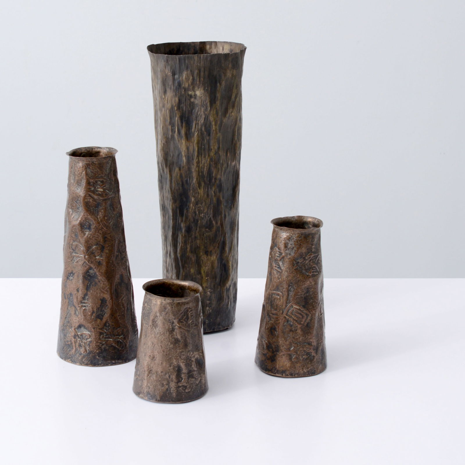 4 Hammered Metal Vases, Manner of Angelo Bragalini (1 of 11)