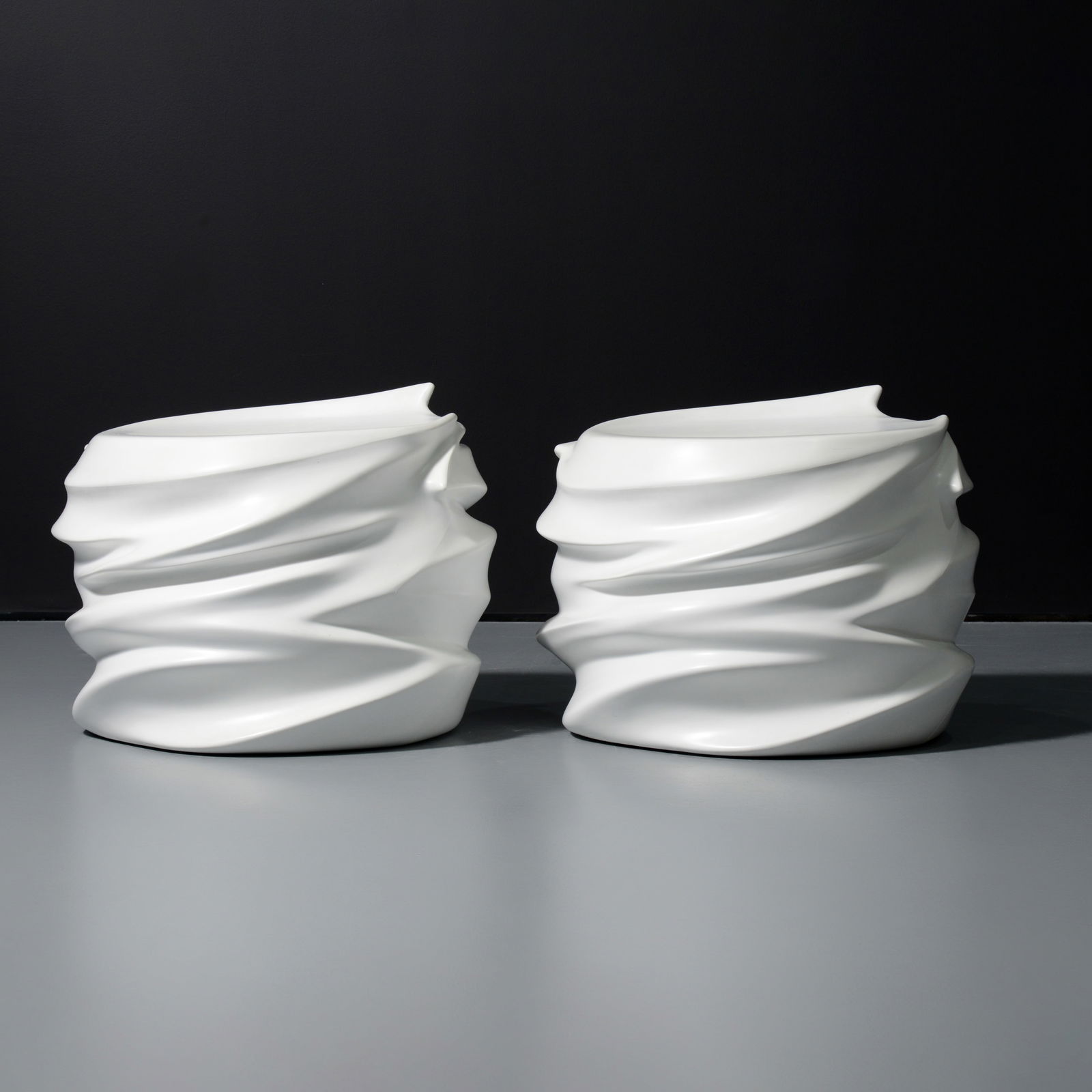 Pair of Kiduck Kim MERINGUE Stools: Artist/Designer; Manufacturer: Kiduck Kim (South Korean, b. 1970)Marking(s); notes: marking(s)Materials: polyethylene or similarDimensions (H, W, D): 