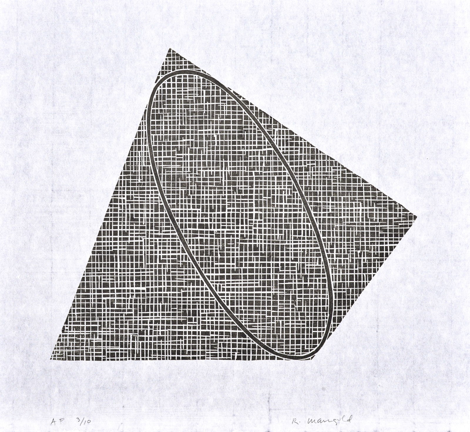 Robert Mangold UNTITLED II Woodcut Print: Artist/Designer; Manufacturer: Robert Mangold (American, b. 1937)Marking(s); notes: signed, blind stamp; AP 3/10 aside from the edition of 35; 1989-1990Materials: woodcut on mulbe