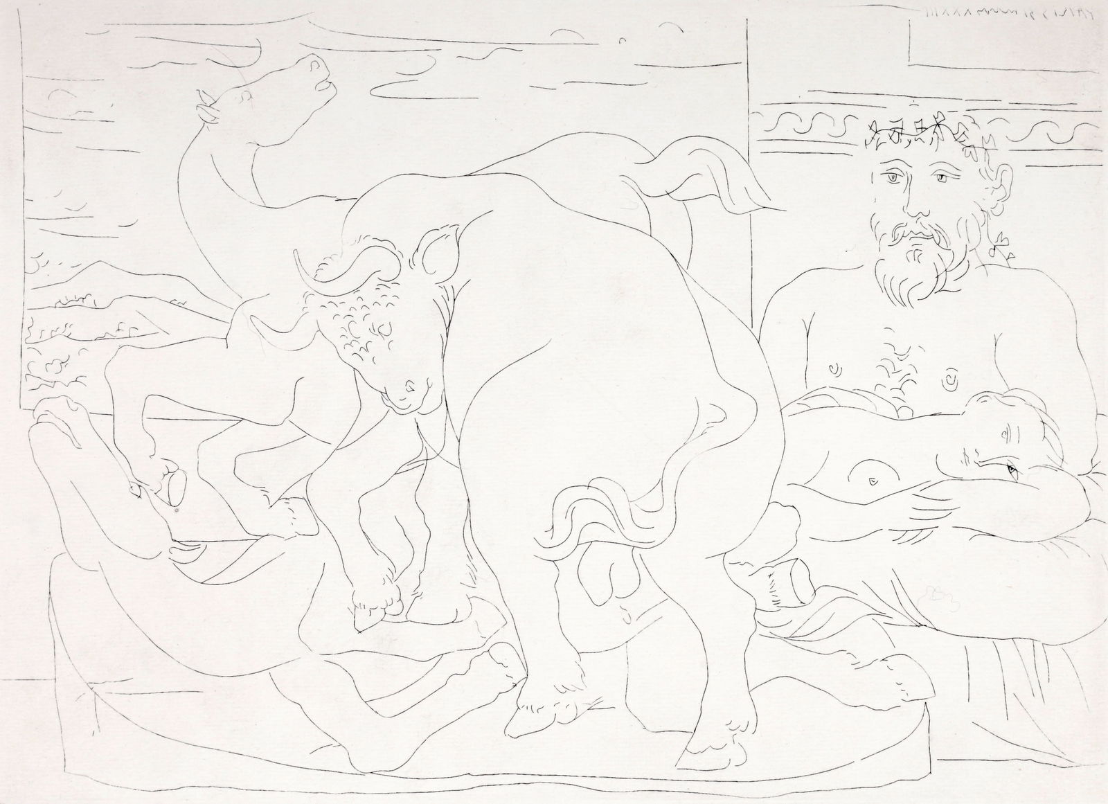 Pablo Picasso LE REPOS DU SCULPTEUR DEVANT DES CHEVAUX ET UN TAUREAU Etching (1 of 5)
