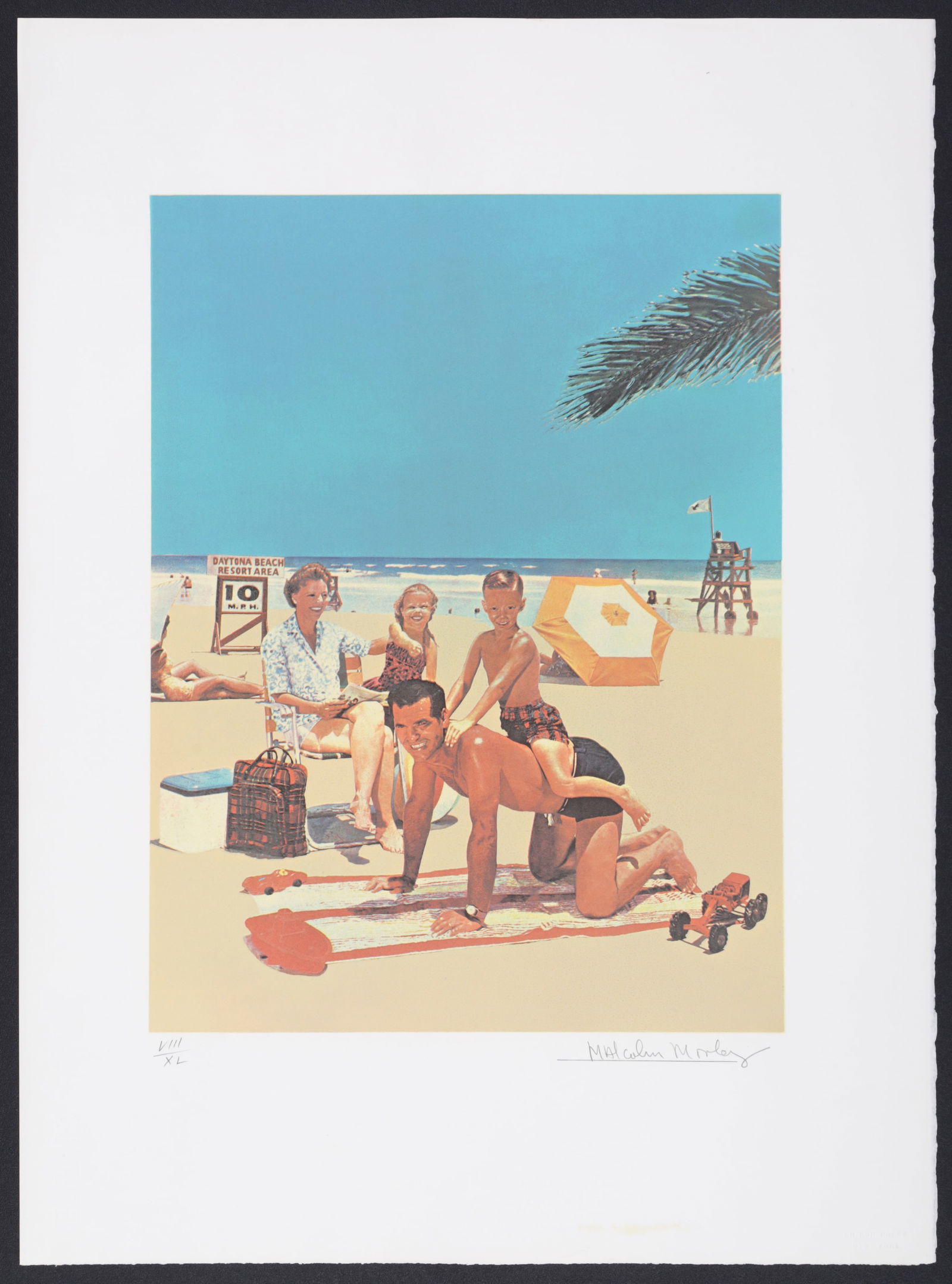 Malcolm Morley BEACH SCENE Screenprint: Artist/Designer; Manufacturer: Malcolm Morley (British/American, 1931-2018)Marking(s); notes: signed, blind stamp; VIII/XL aside from an edition of 60; 1969Materials: sc