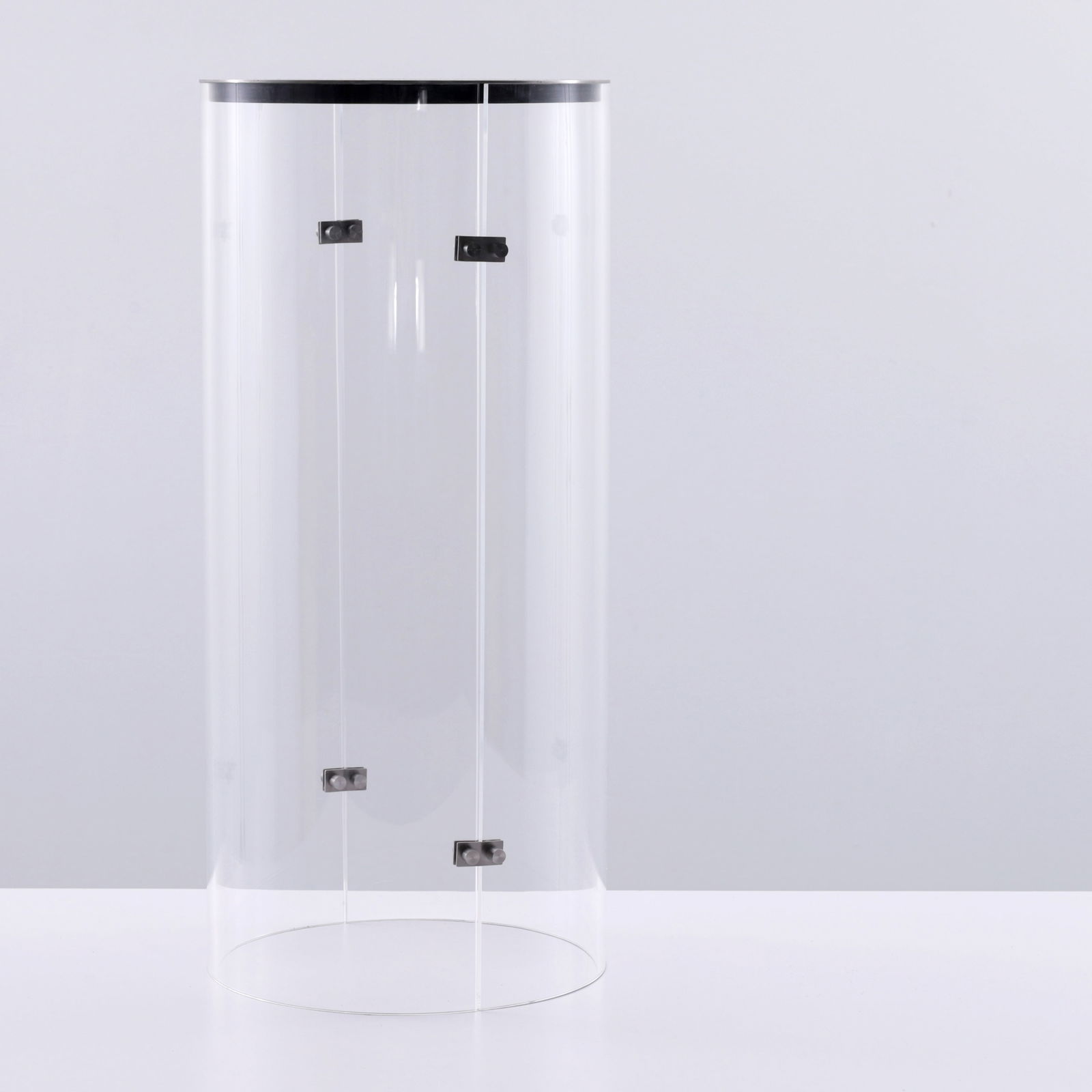 Occasional Table / Pedestal, Manner of Paul Mayen: Artist/Designer; Manufacturer: Paul Mayen, manner ofMarking(s); notes: no marking(s) apparentMaterials: acrylic, stainless steel, mirrorDimensions (H, W, D):&nb