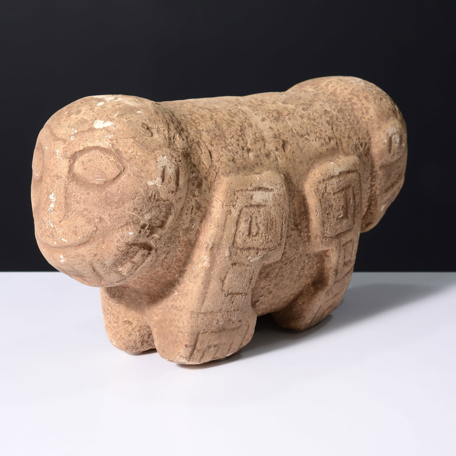 Double-Headed Jaguar Sculpture, Costa Rica: Artist/Designer; Manufacturer: unknownMarking(s); notes: no marking(s) apparentMaterials: carved stoneDimensions (H, W, D): 6.75"h, 11.7