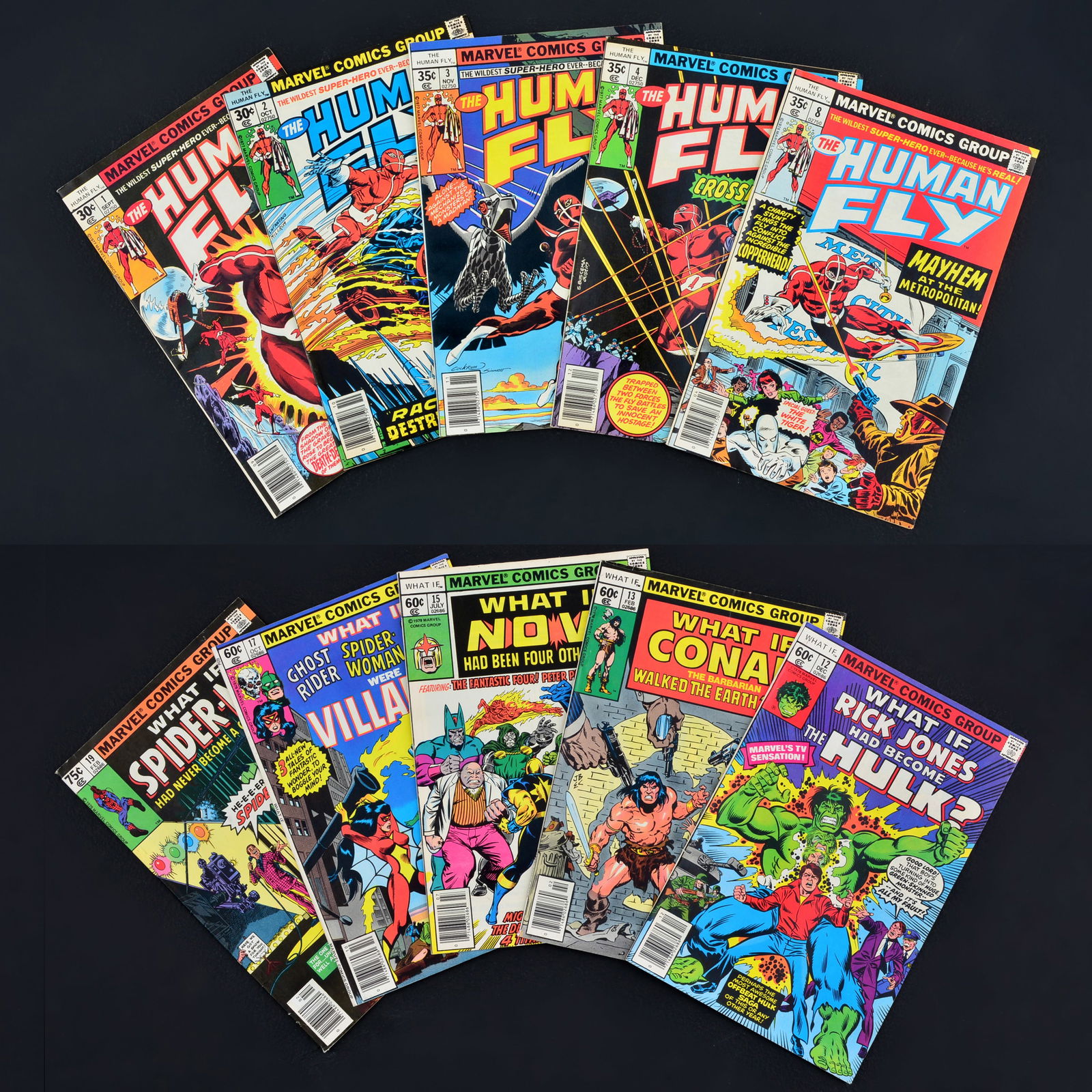 10 Marvel Comics, Various: Artist/Designer; Manufacturer: Ross Andru, Pat Broderick, Rich Buckler, John Buscema, Sal Buscema, Dave Cockrum, Gene Colan, John Costanza, Lee Elias, Carl Gafford, Peter Gil