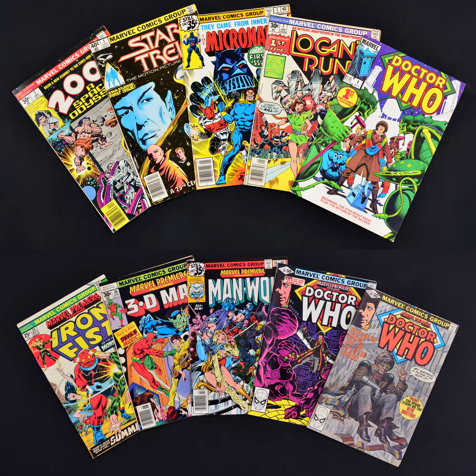 10 Marvel Comics, Various: Artist/Designer; Manufacturer: Diana Albers, Ross Andru, Pat Broderick, Sal Buscema, Chris Claremont, Jim Craig, Dave Cockrum, Gerry Conway, John Costanza, Dan Crespi, Gene Day, Ma