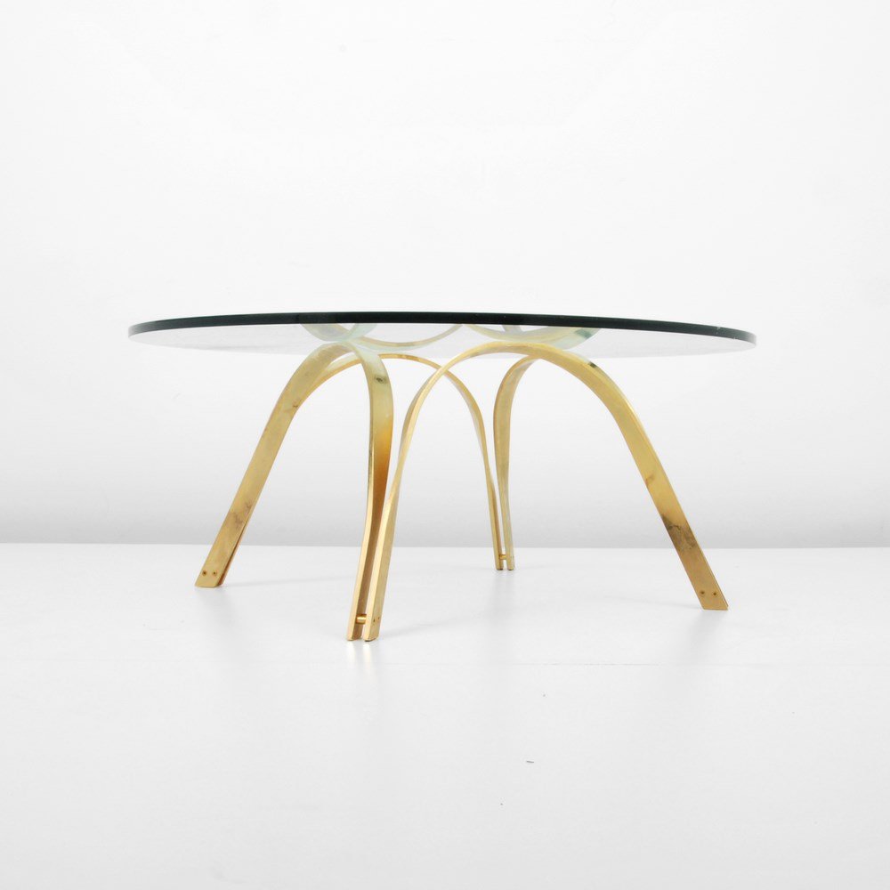 Roger Sprunger Cocktail Table: Designer & Manufacturer: Roger Sprunger; Dunbar Markings: none Country of Origin & Materials: USA; bronze, glass Additional Information & Circa: Cocktail table by Roger Sprunger; c. 1970 (Key Word Sea