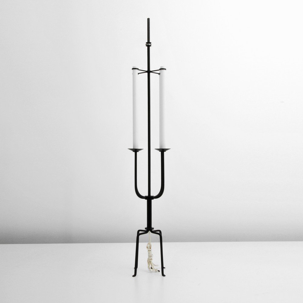 Tommi Parzinger Floor Lamp: Designer & Manufacturer: Tommi Parzinger; Parzinger Originals Markings: none Country of Origin & Materials: USA; iron Additional Information & Circa: Floor lamp with four lights by Tommi Parzinger; c.