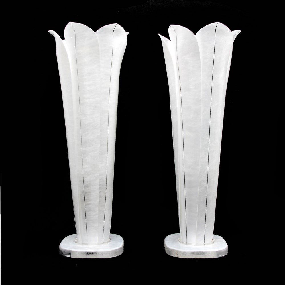 Pair of Floriform Lamps, Attributed to Rougier: Designer & Manufacturer: Rougier, Attributed Markings: none Country of Origin & Materials: Canada; acrylic Additional Information & Circa: Pair of floriform lamps attributed to Rougier; c. 1975 (Key W