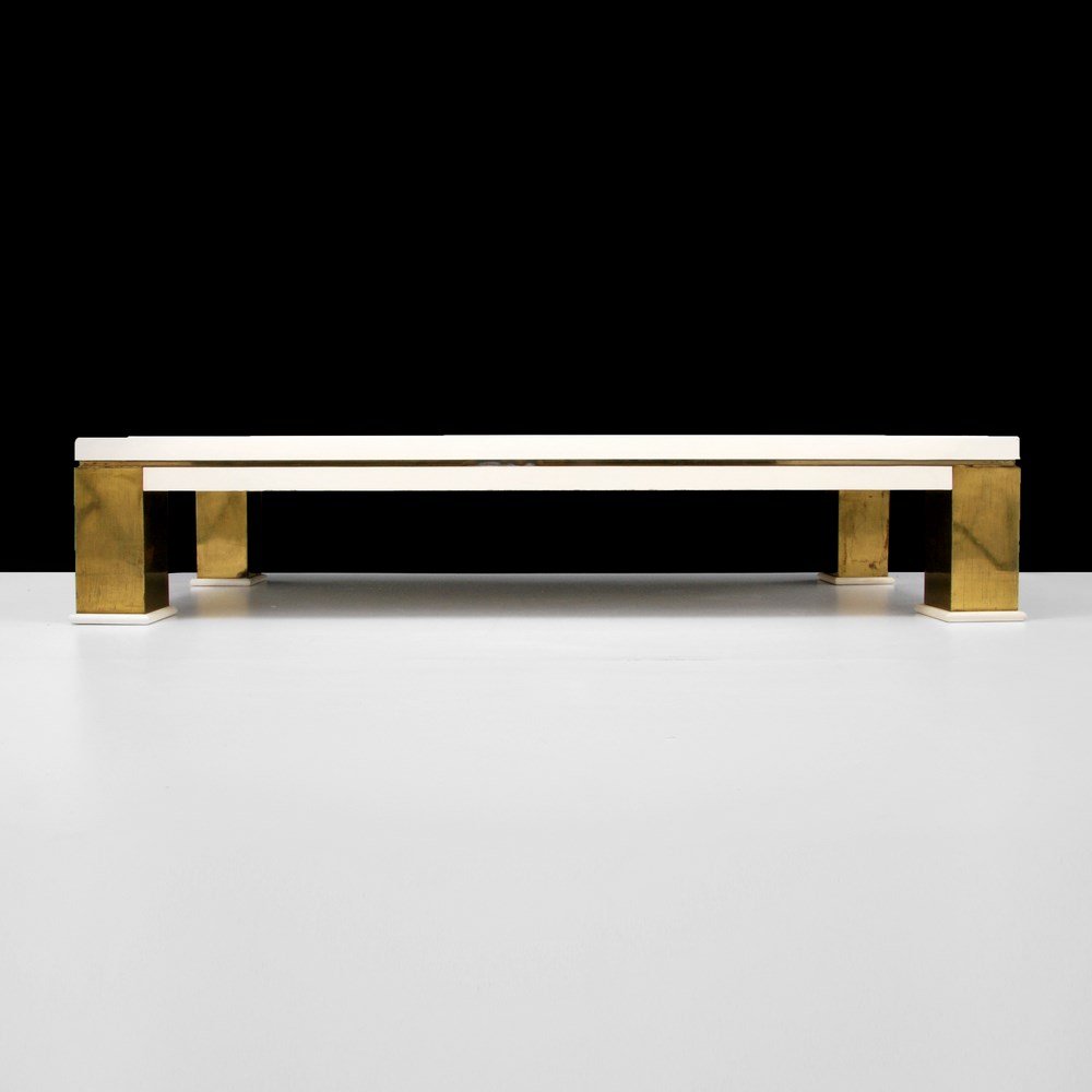 Large Antonio Pavia Cocktail Table: Designer & Manufacturer: Antonio Pavia Markings: marked Country of Origin & Materials: Italy; brass, mother of pearl, wood Additional Information & Circa: Quality cocktail table with brass and mother