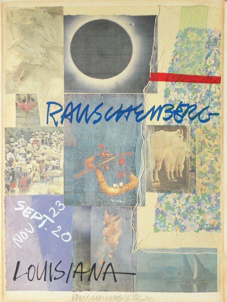 Robert Rauschenberg Signed Lithograph: Designer & Manufacturer: Robert Rauschenberg Markings: signed; dated; e. 121/150 Country of Origin & Materials: American; paper Additional Information & Circa: Colored lithograph by Robert Rauschenber