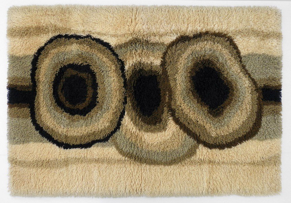 Rya "Shantung Lo" Rug: Designer & Manufacturer: EGE Rya Deluxe Markings: marked Country of Origin & Materials: Denmark; wool Additional Information & Circa: "Shantung Lo" wool rug by EGE Rya; c. 1960 (Key Word Search: Danis