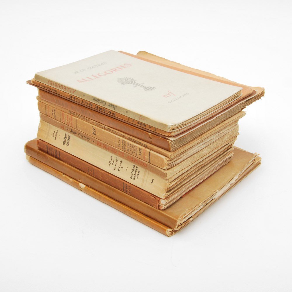 Collection of 12 Books/Pamphlets, Jean Cocteau: Markings: marked Country of Origin & Materials: France; paper Additional Information & Circa: Collection of twelve books including; Vocabulaire Poemes by Jean Cocteau (Editions De La Sirene, Paris, 19