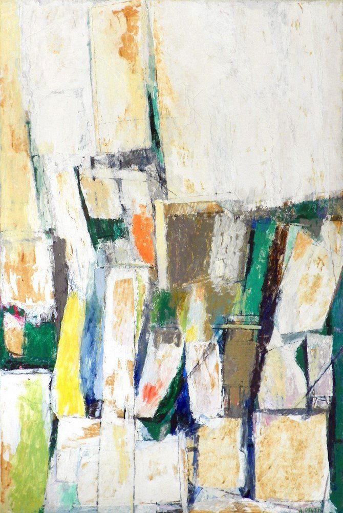 Large Arthur Osver Abstract, Original Painting: Designer & Manufacturer: Arthur Osver Markings: signed; dated Country of Origin & Materials: American; canvas Additional Information & Circa: Large abstract painting by Arthur Osver (1912-2006); 1961