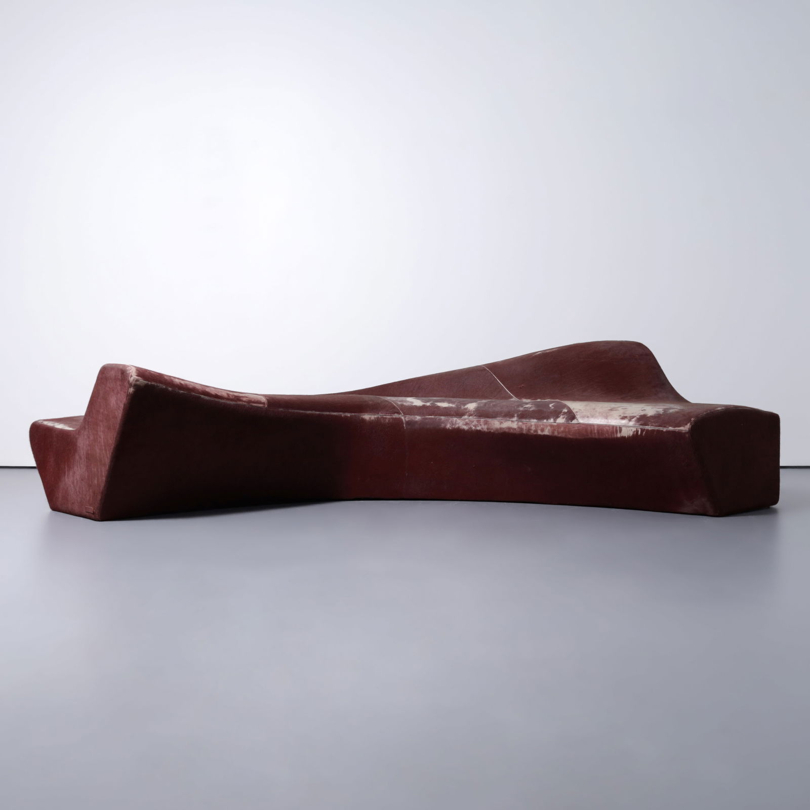 Zaha Hadid MORAINE Pony Leather Sofa, 136"W (1 of 11)
