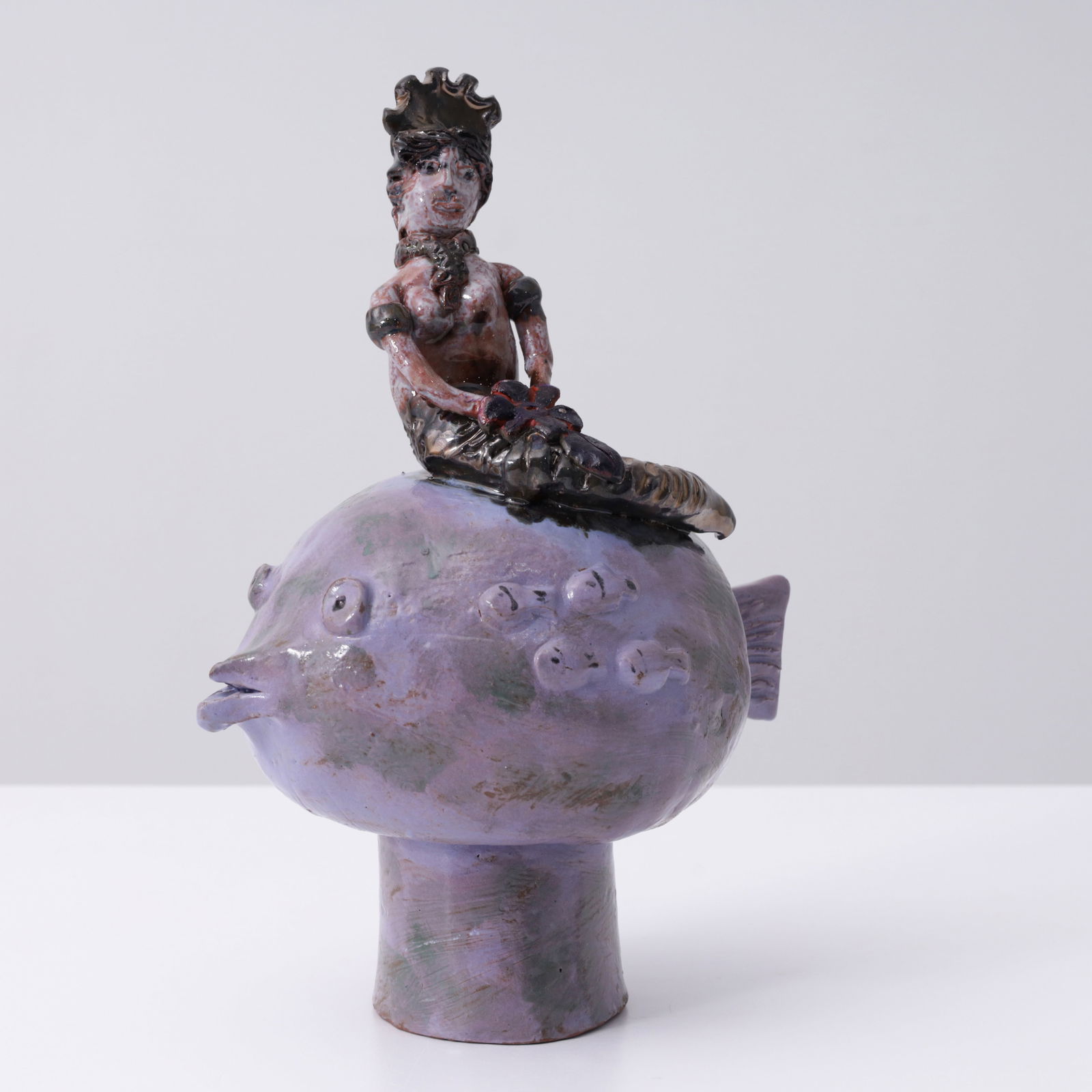 Rare Beatrice Wood Mermaid & Pufferfish Sculpture (1 of 9)