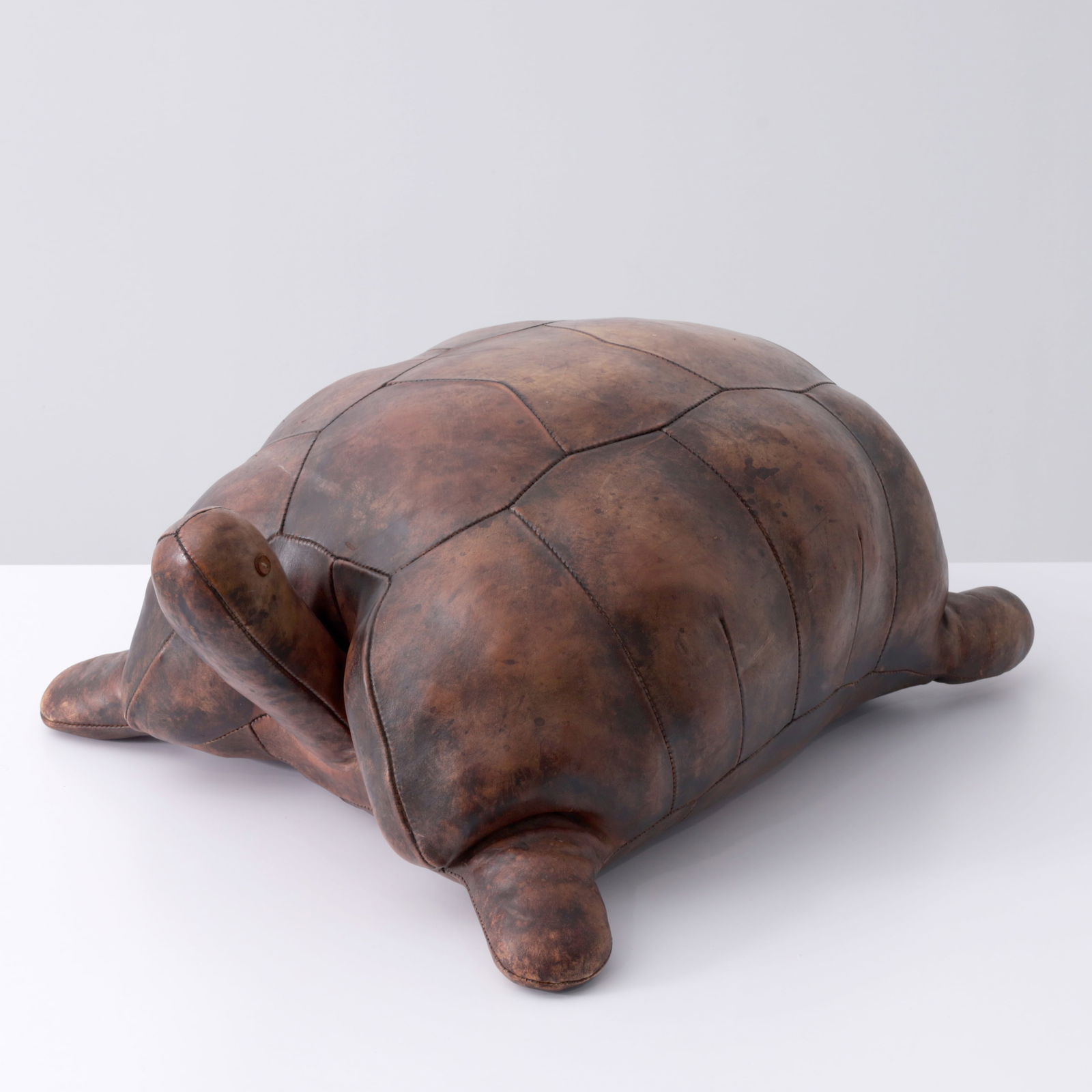 Dimitri Omersa Leather GALAPAGOS TURTLE Poof / Footrest, 29"W (1 of 10)