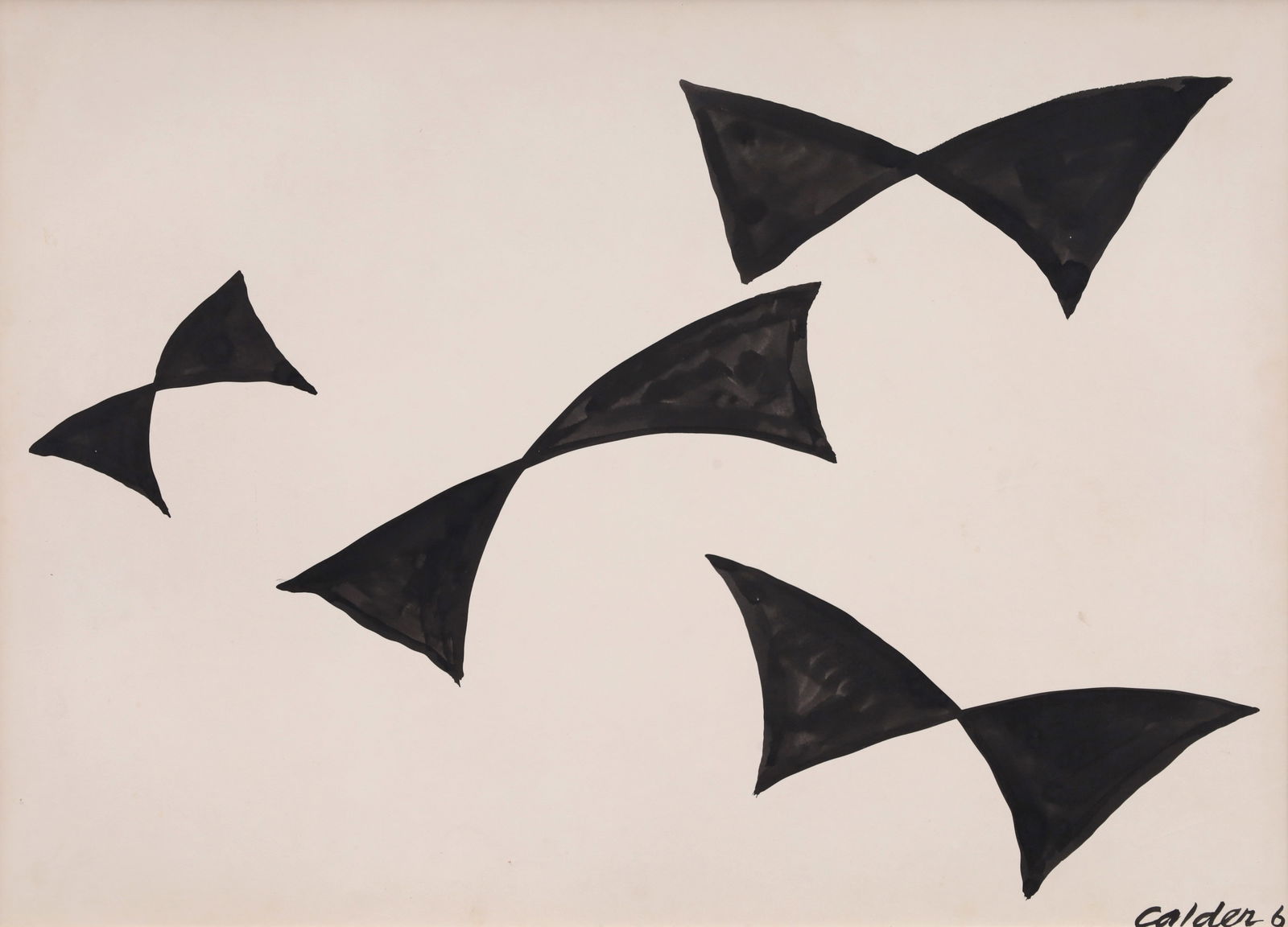 Alexander Calder UNTITLED Drawing: Artist/Designer/Manufacturer: Alexander Calder (American, 1898-1976)Marking(s); notes: signed, marking(s); 1961Materials: ink on paper mounted to canvasDimensions (H