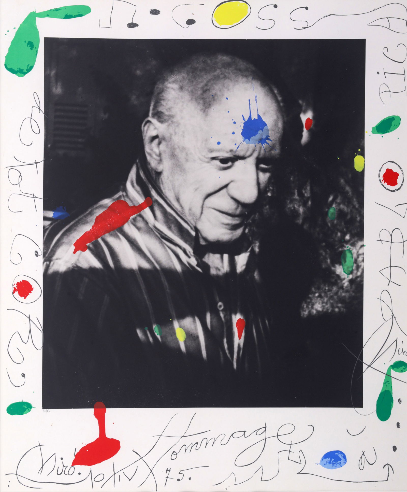 Joan Miro HOMMAGE A PICASSO Lithograph: Artist/Designer/Manufacturer: Joan Miro (Spanish, 1893-1983)Marking(s); notes: signed, signed in plate; e
