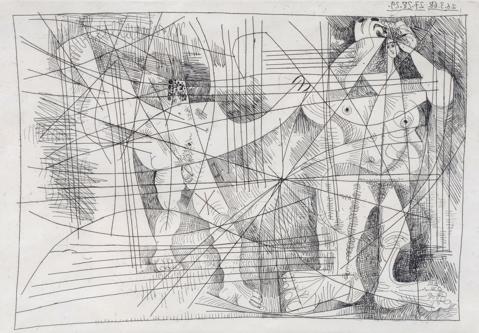 Pablo Picasso LE COUPLE Etching: Artist/Designer/Manufacturer: Pablo Picasso (Spanish, 1881-1973) Marking(s); notes: signed, marking(s); H.C. 2/5 from the edition of 70, 15 Roman numerals, and 118 on various papersMateria