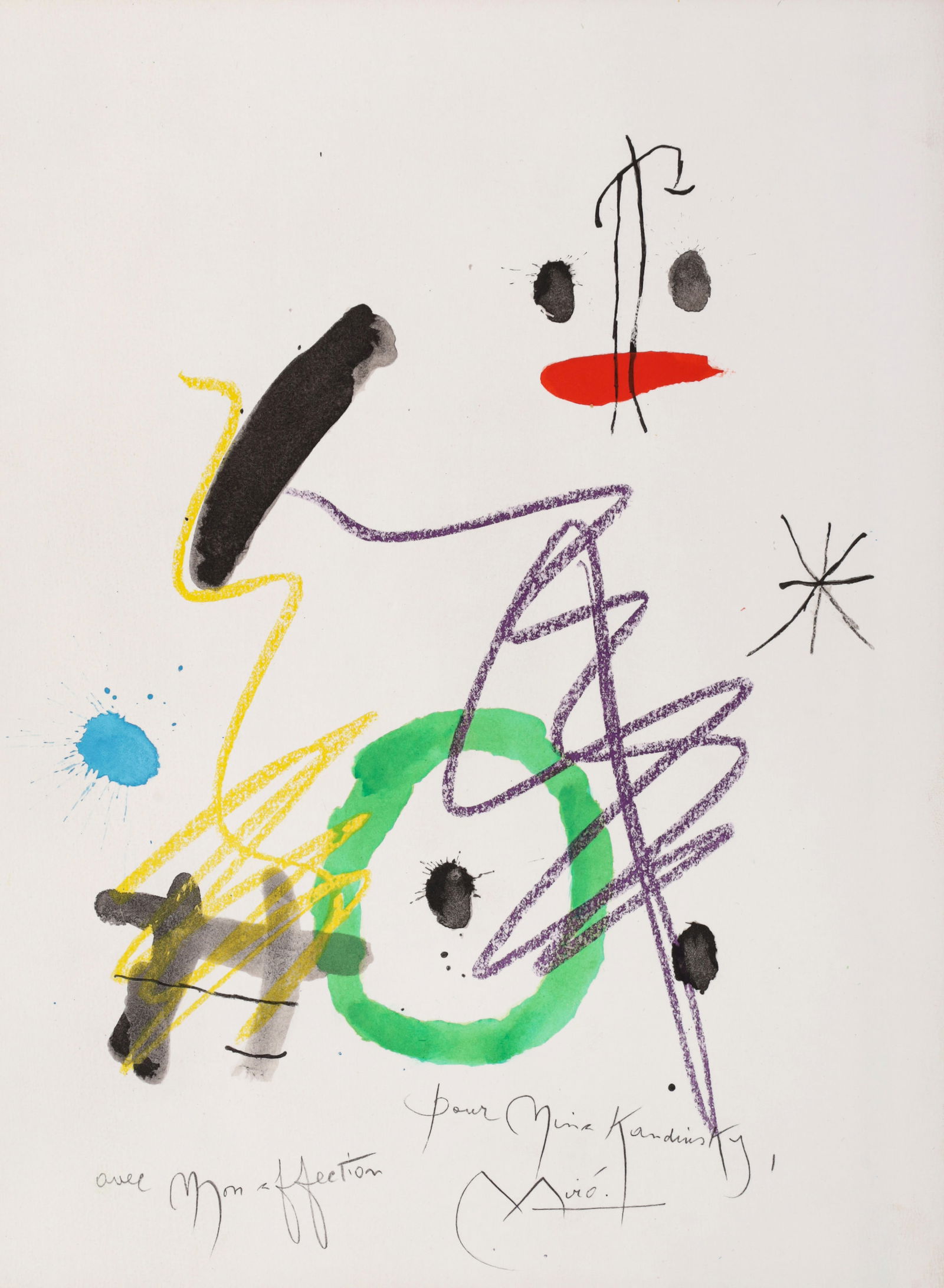 Joan Miro QUELQUES FLEURS POUR DES AMIS Lithograph: Artist/Designer/Manufacturer: Joan Miro (Spanish, 1893-1983)Marking(s); notes: signed in plate, marking(s), blind stamp; from an edition of unknown size; 1964Materials: 