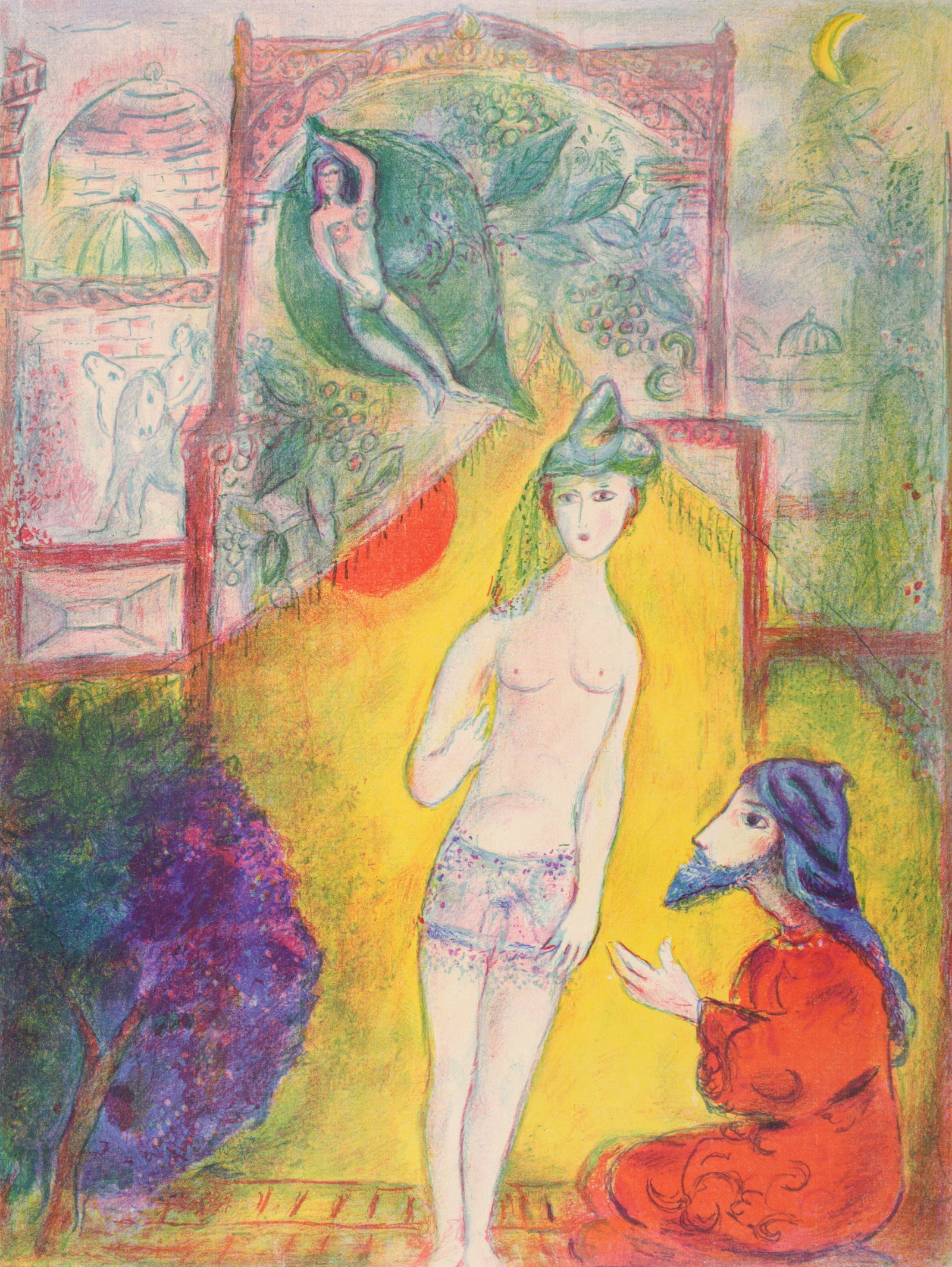 Marc Chagall THEN THE BOY DISPLAYED TO THE DERVISH HIS BOSOM Lithograph: Artist/Designer/Manufacturer: Marc Chagall (Russian/French, 1887-1985)Marking(s); notes: signed, Pe.1, marking(s); ed. 21/90; 1948Materials: lithograph on Arches paperDim