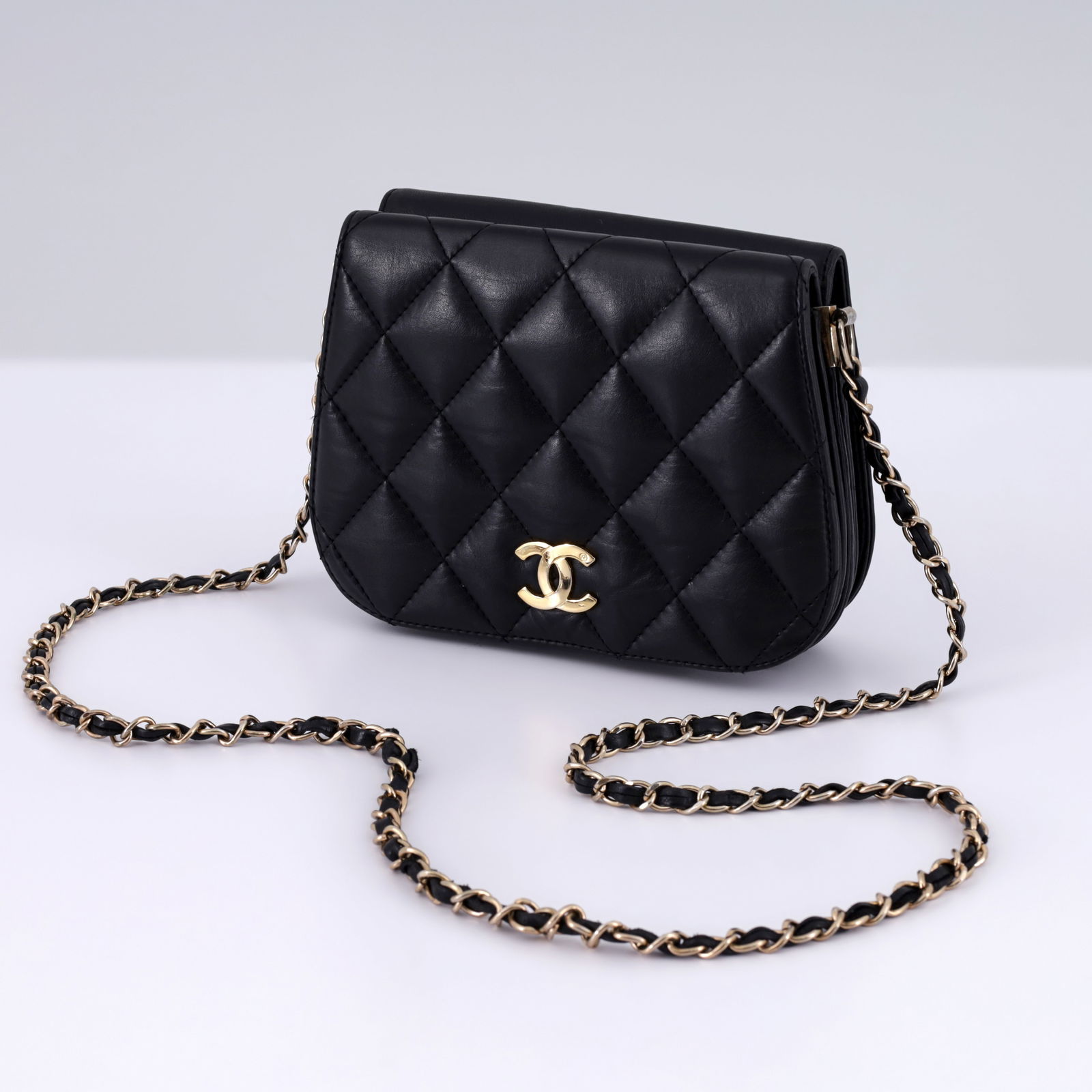 Chanel Black Lambskin Leather Mini-Flap Handbag (1 of 14)