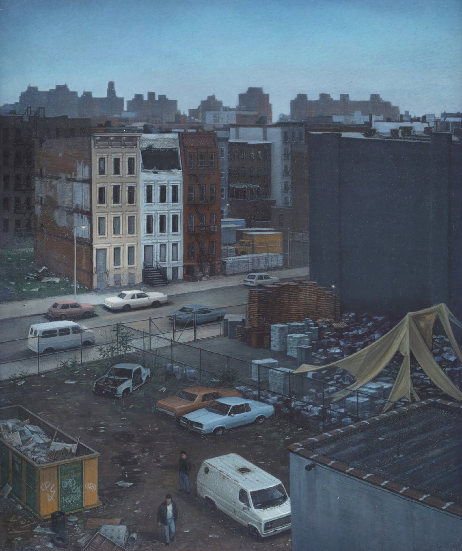 Doug Safranek SEARCHING THE RUBBLE Painting: Artist/Designer/Manufacturer: Doug Safranek (American, b. 1956)Marking(s); notes: signed, marking(s); 1998Materials: egg tempera on panel Dimensions (H, W, D):